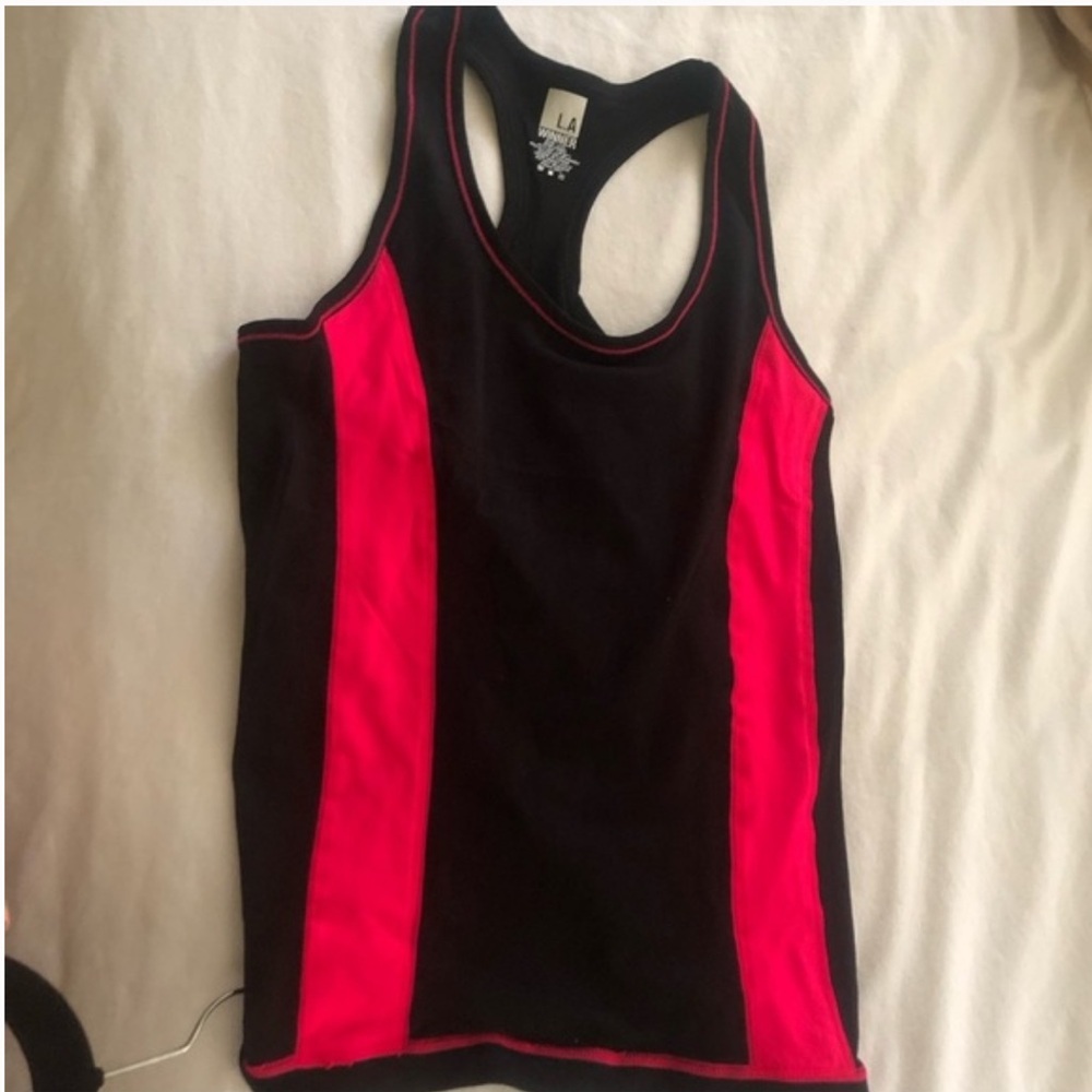 Pink and black fitness top